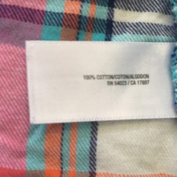 Old Navy blue pink white Plaid flannel. - Picture 5 of 5